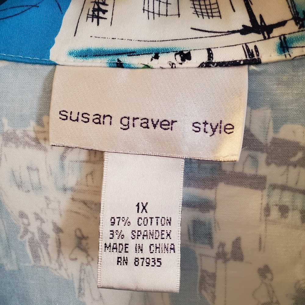 Susan Graver Style 1X colorful artsy vibrant Shirt Jacket Resort Beach Tropical - Picture 2 of 13